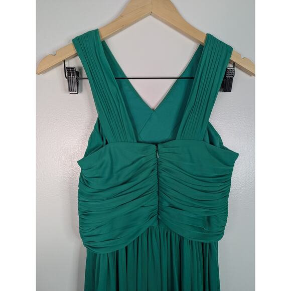 Alfred Sung D678 Chiffon Sleeveless Bridesmaid Dress in Pantone Emerald - Picture 6 of 10